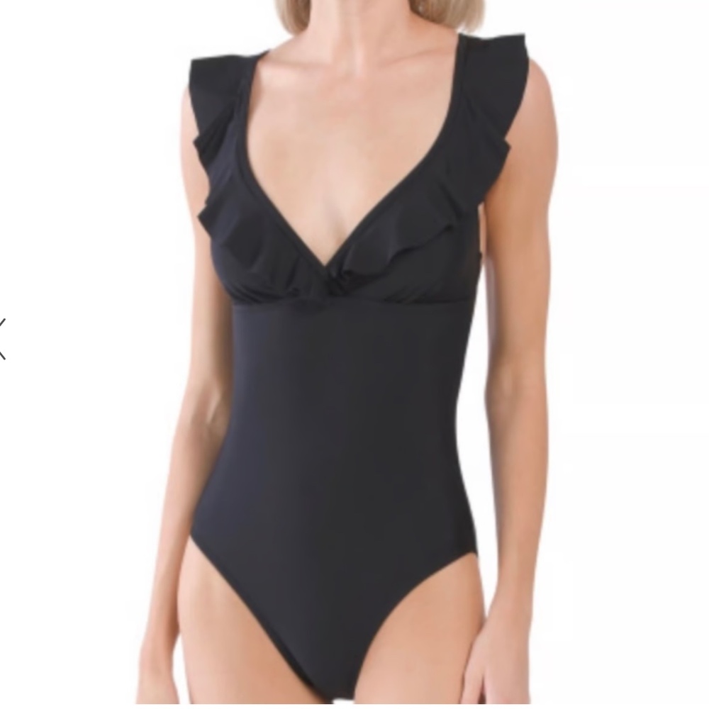 TAHARI Ruffle Surplice One Piece Swimsuit